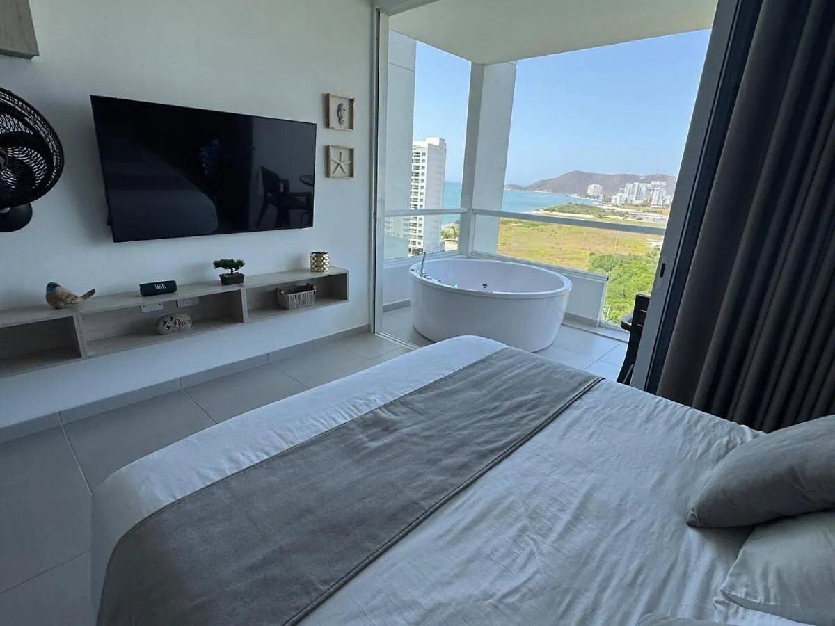 Suite Con Lujoso Jacuzzi, Piso 14 Y Vista Al Mar Santa Marta  Apartment