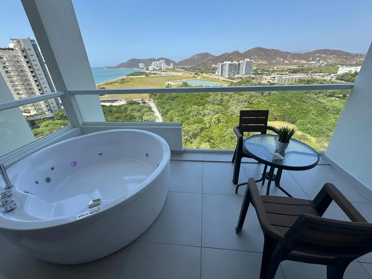 Suite Con Lujoso Jacuzzi, Piso 14 Y Vista Al Mar Santa Marta  Apartment